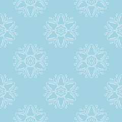 Blue and white floral seamless pattern