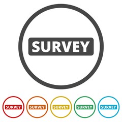 Survey sign, Survey traffic sign, Survey icon, 6 Colors Included