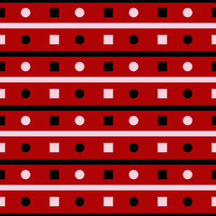 Fototapeta premium Red seamless background with black and white geometric pattern