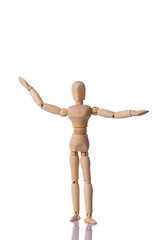 Wooden mannequin isolated on white background