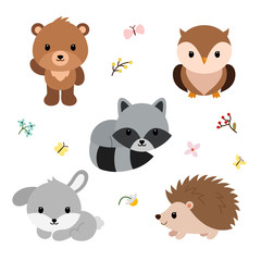 Woodland animals set.