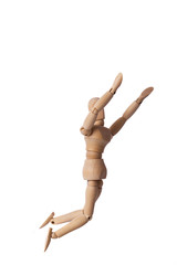 Wooden mannequin isolated on white background