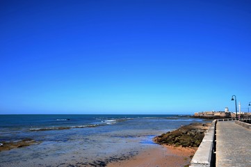 Fortress of San Sebastian on the shores of the ancient maritime city of Cadiz.