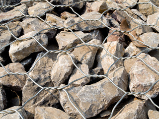 Stones wire mesh - Close up natural stones in retain a wire mesh