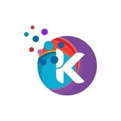 Initial Letter K Digital Logo Design Template
