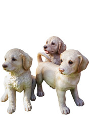 Three dog statue on white isolated background , cliping path - obrazy, fototapety, plakaty