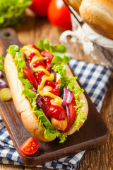Delicious homemade hot dogs.