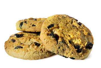 Three cookies with chocolate drops
