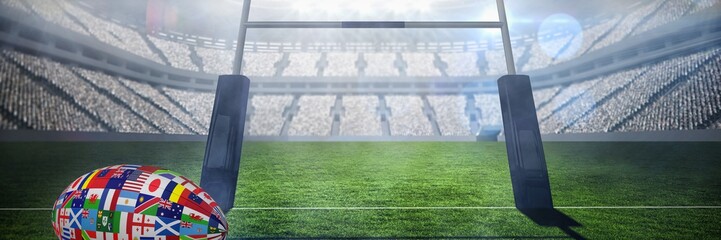 Composite image of rugby world cup international ball