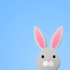Cute Easter Bunny on blue background