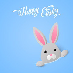 Cute Easter Bunny on blue background