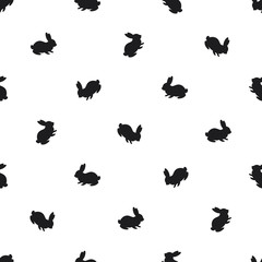 Seamless rabbit pattern on a white background