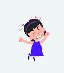 White girl jumps angry.