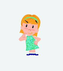 White girl thoughtful and happy.