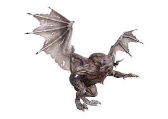 3D Rendering Fantasy Vampire Dragon on White