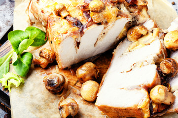 Sliced grilled pork barbecue