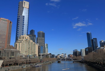Fototapeta na wymiar Melbourne cityscape with Yarra river waterfront Australia