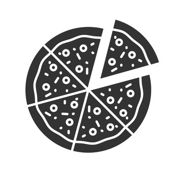 recommend clip art: Pizza with one slice separated glyph icon