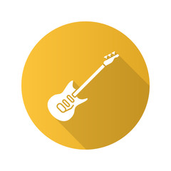 Electric guitar flat design long shadow glyph icon