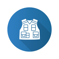 Police tactical vest flat design long shadow glyph icon