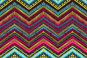 Abstract Ikat and boho style handcraft fabric pattern. Traditional Ethnic design for clothing and textile background, carpet or wallpaper © Janna Mudrak