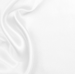 Naklejka na ściany i meble Smooth elegant white silk or satin luxury cloth texture as wedding background. Luxurious Christmas background or New Year background design