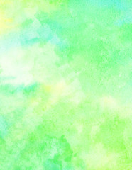 Green watercolor background. by drawing