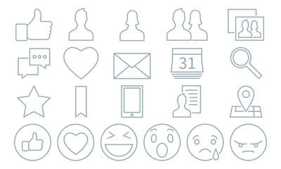 social media thin line icons