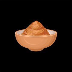 Cinnamon powder in ceramic bowl, fragrant spice vector Illustration on a white background