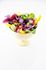 wintersalat auf weißem untergrund