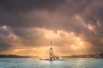 Maiden Tower in Bosphorus strait Istanbul, Turkey