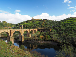 Trajan's Bridge or Bridge of Apollodorus over the Danube was a Roman segmental arch bridge. For more than 1,000 years it was the longest arch bridge in both total and span length. Alcantara, Spain