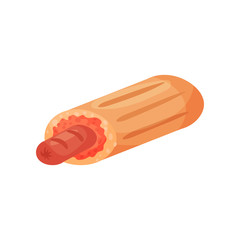 French hot dog, fast food vector Illustration on a white background