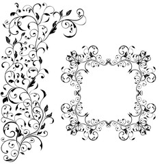 Floral decorative frame with background ornament. Wedding invitation decoration