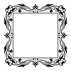 Floral decorative square frame. Black bold ornament