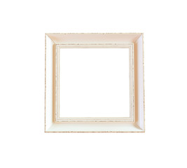 Old wooden vintage Photo frame isolated on white background.