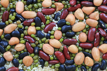 Mix of whole grains background.