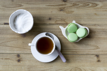 cup of tea and macaroons