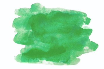 Watercolor green  texture stain with water color blots and wet paint