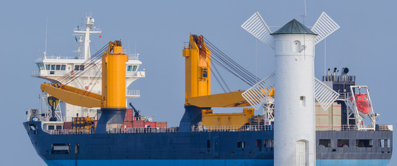 GENERAL CARGO SHIP - Exit of a merchant ship to the sea