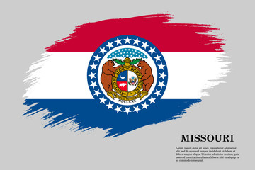 Missouri Grunge styled flag. Brush stroke background