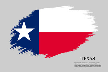 Texas Grunge styled flag. Brush stroke background