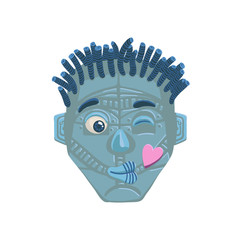 Robot face blowing kiss emoticon