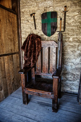 Wooden throne in castle