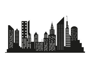 Naklejka premium Vector city silhouette in a flat style. Modern urban landscape.vector illustration