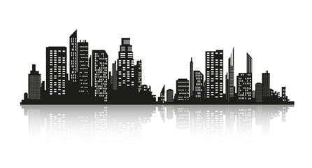 Vector city silhouette in a flat style. Modern urban landscape.vector illustration © vikusandra