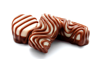 Assortment of chocolate candies sweets isolated