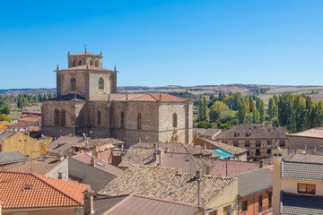 ciityscape with Parish of Santa Ana in Penaranda de Duero village, in Burgos, Castile and Leon, Spain, Europe
