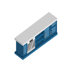 Long Drawer Desk 3D Isometric Furniture Illustration