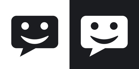 Vector message icon. Two-tone version on black and white background
